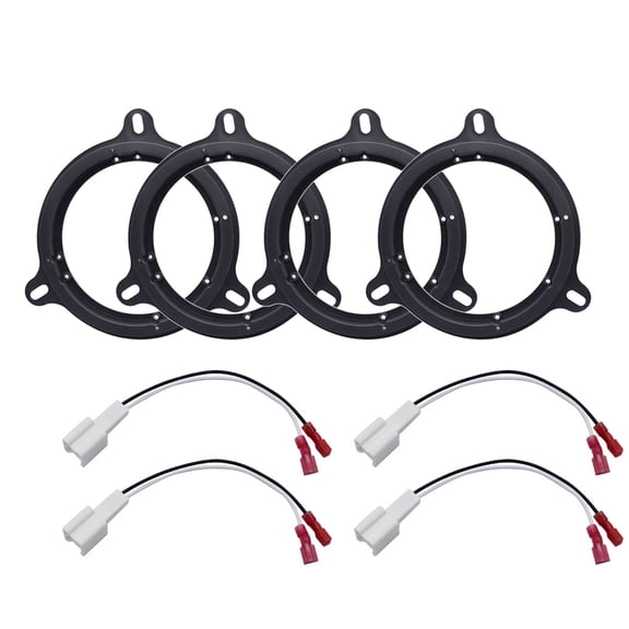 4X Speaker Adapters Wire Harness 6.5" Spacer Rings Bracket For Nissan