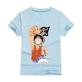 thumbnail image 1 of Camiseta de algodón de una pieza para niños, Top deportivo informal de manga corta para hombres y mujeres, Luffy, Anime, Verano, 1 of 1