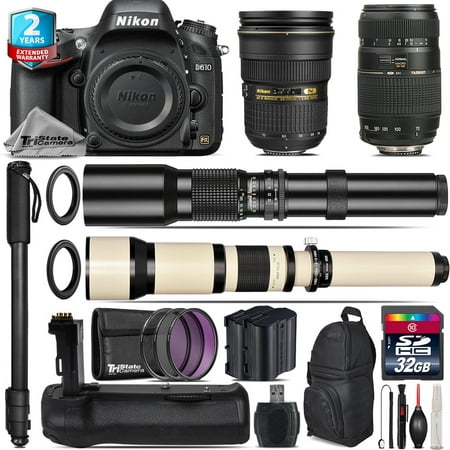Nikon D610 DSLR + AFS 24-70mm 2.8G + Tamron 70-300mm + Battery Grip - 32GB