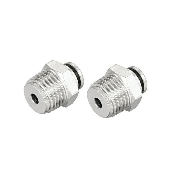 4mm Tube to 1/4 NPT Push Lock Fittings, Full Brass Nickel Plated Air Fitting 2pcs