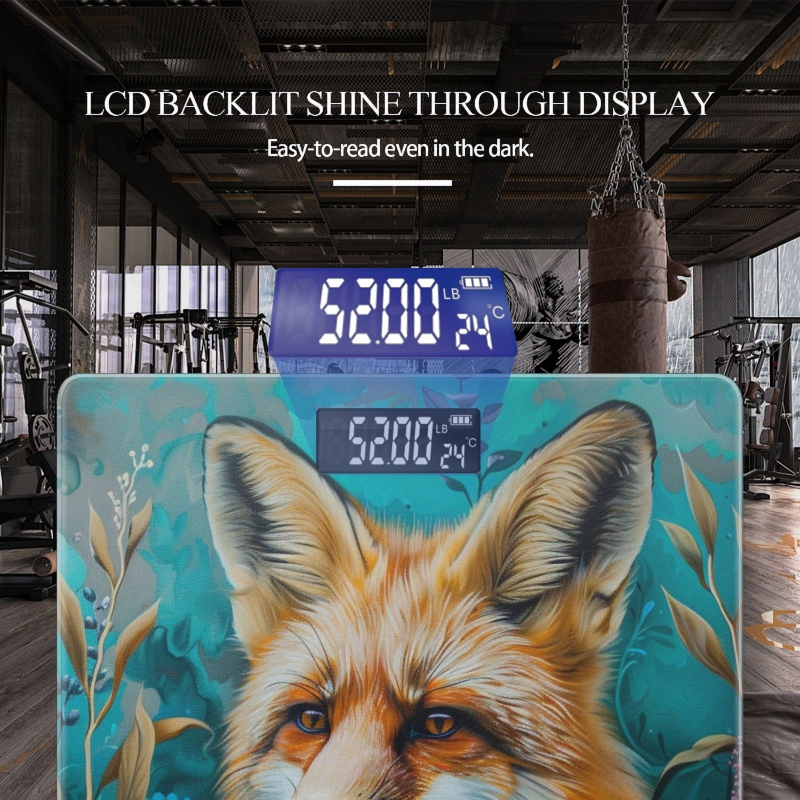 Bathroom Scale, Highly Accurate Digital Body Scale,Precisely Measures Weight up to 400 lbs-Beautiful Painting Of Orange Fox Surrounded By Wildflowers