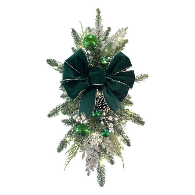 Decoración de puerta navideña Advancent ratán plantas realistas verde 60*30cm