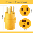 thumbnail image 2 of BALoFI Dryer to Welder EV Charger Adapter - NEMA 14-30P to 6-50R, 240V 30A 4-Pin to 50A 3-Pin Heavy-Duty for Dryers, Welders (Yellow), 2 of 6