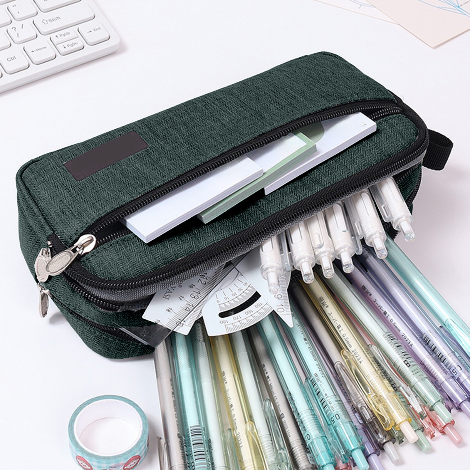 Estuche para lápices de gran capacidad con cierre para útiles escolares a granel, esencial para el aula, organizador de regreso a clases. 5
