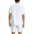 thumbnail image 3 of BUYJYA Men's Linen Shirt Short Sets 2 Pieces Outfits Casual Button-Down, 3 of 6