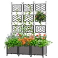 thumbnail image 1 of Slsy Jardinera Elevada de 160 cm con Enrejado y Ruedas, Huerto Vertical con Macetero para Plantas Trepadoras, Flores y Hierbas, Ideal para Jardín y Patio, 1 of 9
