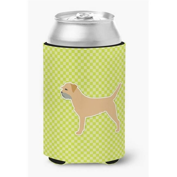 Caroline's Treasures BB3789CC Border Terrier Checkerboard Green Can or Bottle Hugger, Can Hugger, multicolor