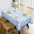 thumbnail image 3 of Rustic Blue Floral Tablecloth Waterproof, Classic French Country Table Cloth Rectangle Stain Resistant, Washable Table Cover for Home Kitchen Dining Party Decoration, 3 of 6