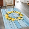 thumbnail image 3 of 3'x5' Area Rugs, Lemon Wreath Indoor Outdoor Area Rug for Living Room Bedroom, Farmhouse Blue Wooden Floral Washable Bathroom Rugs Kitchen Floor Carpet Mats Home Decor Aesthetic, 3 of 8