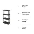 thumbnail image 3 of 4-Tier Light Duty Storage Shelf, Plastic Shelving Unit for Storage Room, Tool Shed, Gardening Shed, Laundry Room, 50lbs/Shelf (47”H x 22.1”W x 14.3”D), 3 of 5