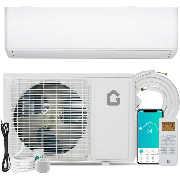 9,000 BTU Mini Split AC/Heat Pump, 24 SEER2, WiFi & Alexa, 450 Sq.Ft Coverage, Ultra Quiet 28DB, Pre-Charged Installation Kit