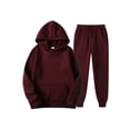 thumbnail image 1 of MAWCLOS Ensemble de Survêtement pour Hommes 2 Pcs à Capuche, Chandail à Manches Longues et Pantalon de Survêtement, Ensemble d'Entraînement Jogger, Rouge Vin, TG, 1 of 2