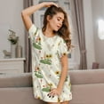 thumbnail image 3 of Fotbe Flowers And Hens Pattern Women's Cotton Nightgown Sleepwear Short Sleeves Shirt Casual Print Sleepdress, 3 of 6