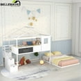 thumbnail image 4 of Bellemave Twin Over Full House Bunk Bed Frame with Storage Staircase and Blackboard,Playhouse Floor Bunk Beds with Roof,Solid Wood Loft Bed for Bedroom,Teens, Adults(White), 4 of 14