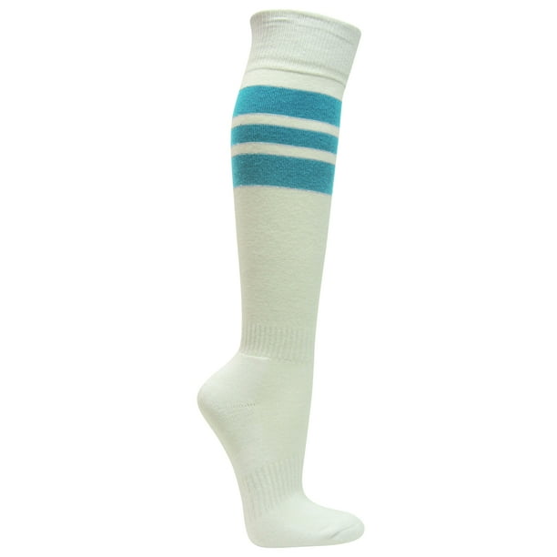 Couver White Triple Stripes Baseball Softball Athletic Tube Knee High