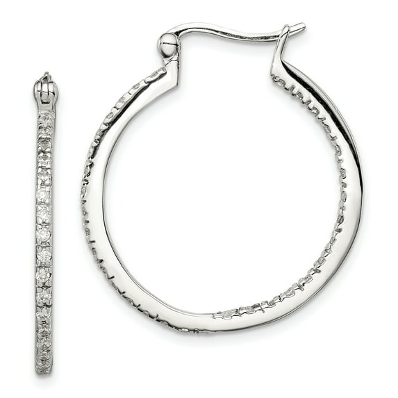 Beautiful Sterling Silver CZ Hoop Earrings