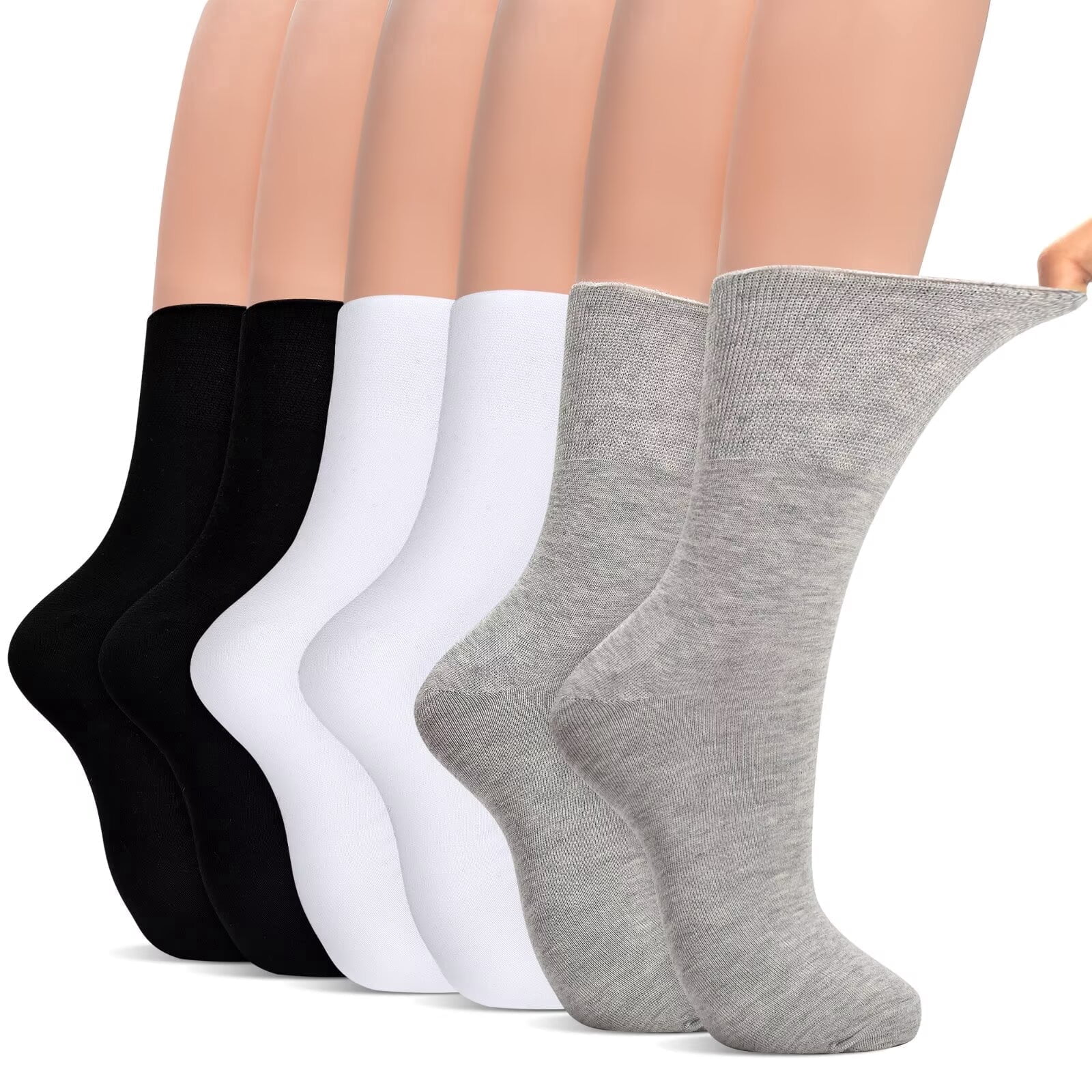 Crew Socks Women, 6 Pairs Extra Wide Loose Fitting Women Socks Comfortable Wide Sock 6-11
