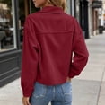thumbnail image 5 of QIYAGBSA Corduroy Jacket for Women Soft Turn Down Lapel Collar Button Down Long Sleeve Drop Shoulder Fall Casual Outerwear Lightweight (Wine, S), 5 of 9
