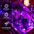 thumbnail image 2 of Purple Halloween String Lights Indoor Outdoor, 2 Pack 16 ft 50 LED Fairy Mini Battery String Light with 8 Lighting Modes & Timer for Halloween Garden Party Christmas Xmas Tree Lights Decor, 2 of 7