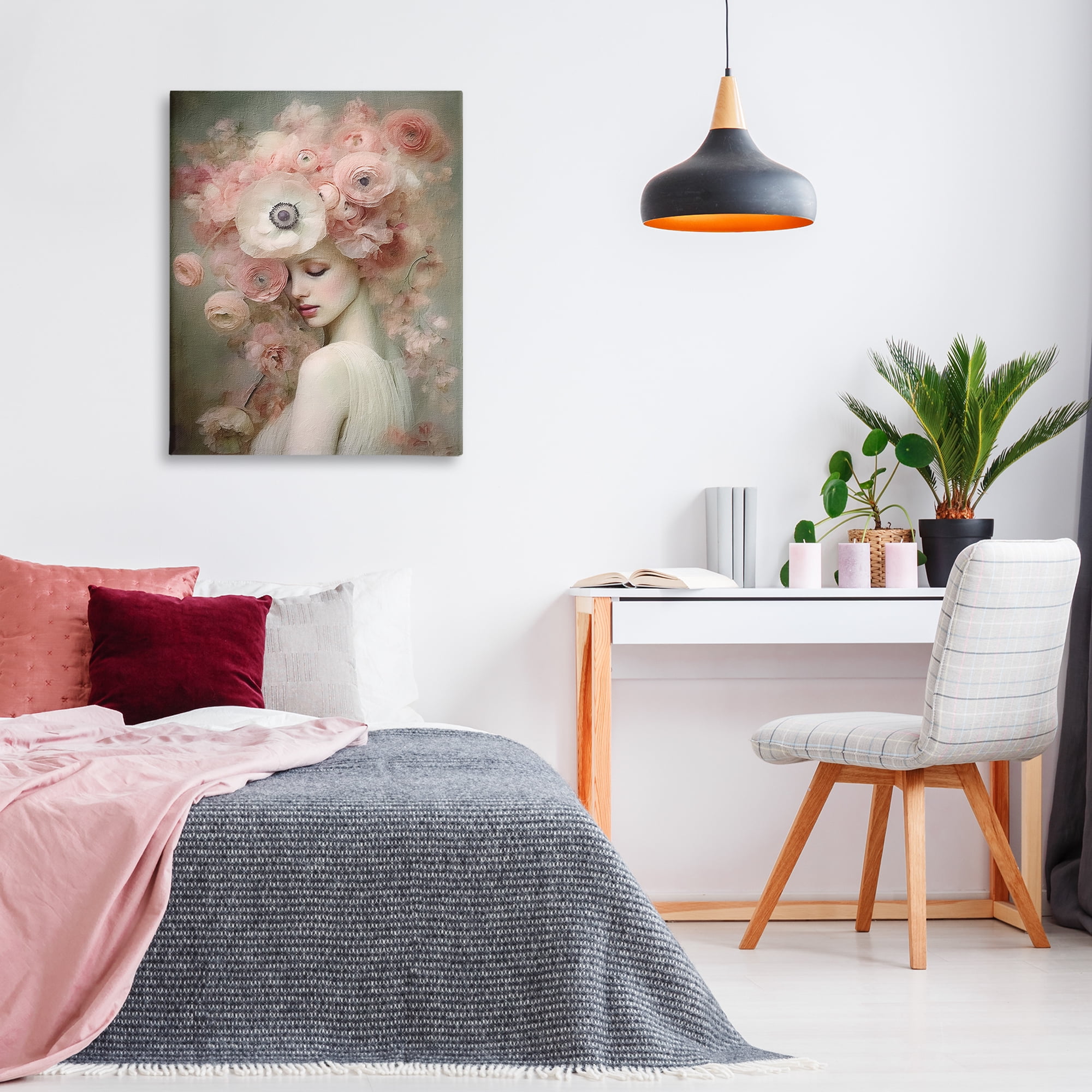 Stupell Industries Blush Florals Portrait Novelty Painting Gallery Wrapped Canvas Art Print Wall Art, 30 x 40