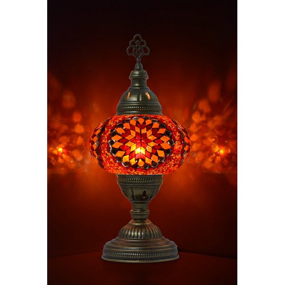 mozaist Turkish Lamp, Mosaic Table Lamp, Antique Moroccan Decorative Glass Bohemian Vintage Lamp,