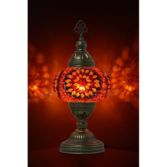 mozaist Turkish Lamp, Mosaic Table Lamp, Antique Moroccan Decorative Glass Bohemian Vintage Lamp,