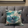 thumbnail image 5 of Amrita Sen Curious Humming Bird Indoor/Outdoor Pillow with Removable Cover in  Turquoise Blue18x18, 5 of 5