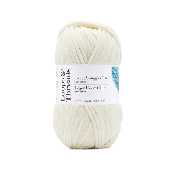 Sweet Snuggles Lite Yarn by Loops & Threads - Yarn for Knitting - Crochet - Weaving - and Arts & Crafts - White - Polyester - 8.8 oz