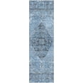 thumbnail image 2 of Addison Rugs Mayfield Premium Machine Washable Traditional Border Denim Runner Rug, 2'3" X 7'6" Machine Washable Traditional Border Denim Oversized Sherpa Throw Blanket, 2 of 6