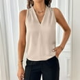 thumbnail image 5 of Ktyne Brown Shell Top Women Under Blazer Work Professional Sleeveless Blouses for Under Blazer Vneck Vest Top Summer Trendy Work Tops Khaki S, 5 of 7