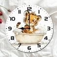 thumbnail image 2 of Soliyoahee Tiger Bath Wall Clock 10inch Wooden Round Clock Bathroom Decoration Silent Non-tick Battery Powered for Bathroom Living Room Bedroom Kitchen, 2 of 6