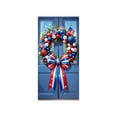thumbnail image 2 of JeashCHAT 4th of July Decorations Outdoor, Patriotic Independence Day Door Cover Red White Blue Bow Wreath Hanging Banners for Memorial Day Front Door Porch Wall Decor, 72.83" x 35.43", 2 of 6