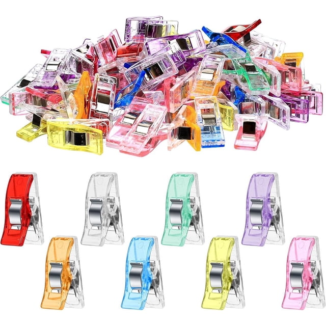 Sewing Clips - 50 PCS - Sewing Clamps - Fabric Clamps for Sewing - Multicolored Plastic Clamps - Sewing Supplies - For Hooks - Sewing Machines Quilting Clips