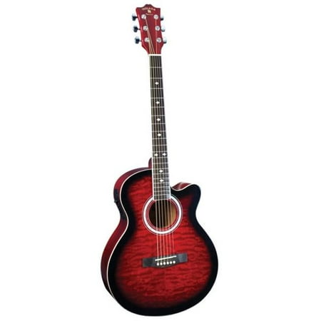 Red Classic Guitar - Madison Deluxe Quilt Acoustic Electric Guitar, Red