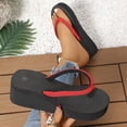 thumbnail image 4 of Dakaela Women's Platform Flip Flop Rhinestones Arch Support Cushion Wedge Summer Thong Sandals Red 7, 4 of 8