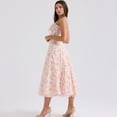 thumbnail image 5 of Women's Pink Floral Lace Trim Spaghetti Strap Midi Dress Sweetheart Corset Waist A‑Line Vintage Party Wedding Guest Dress, 5 of 7