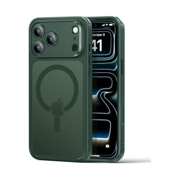 ZHU997 for iPhone 17 Pro Max Case, Camera Control, Compatible with MagSafe, Shockproof Military-Grade Protection, Magnetic Phone Case for iPhone 17 Pro Max, Classic Hybrid Case, Frosted Green