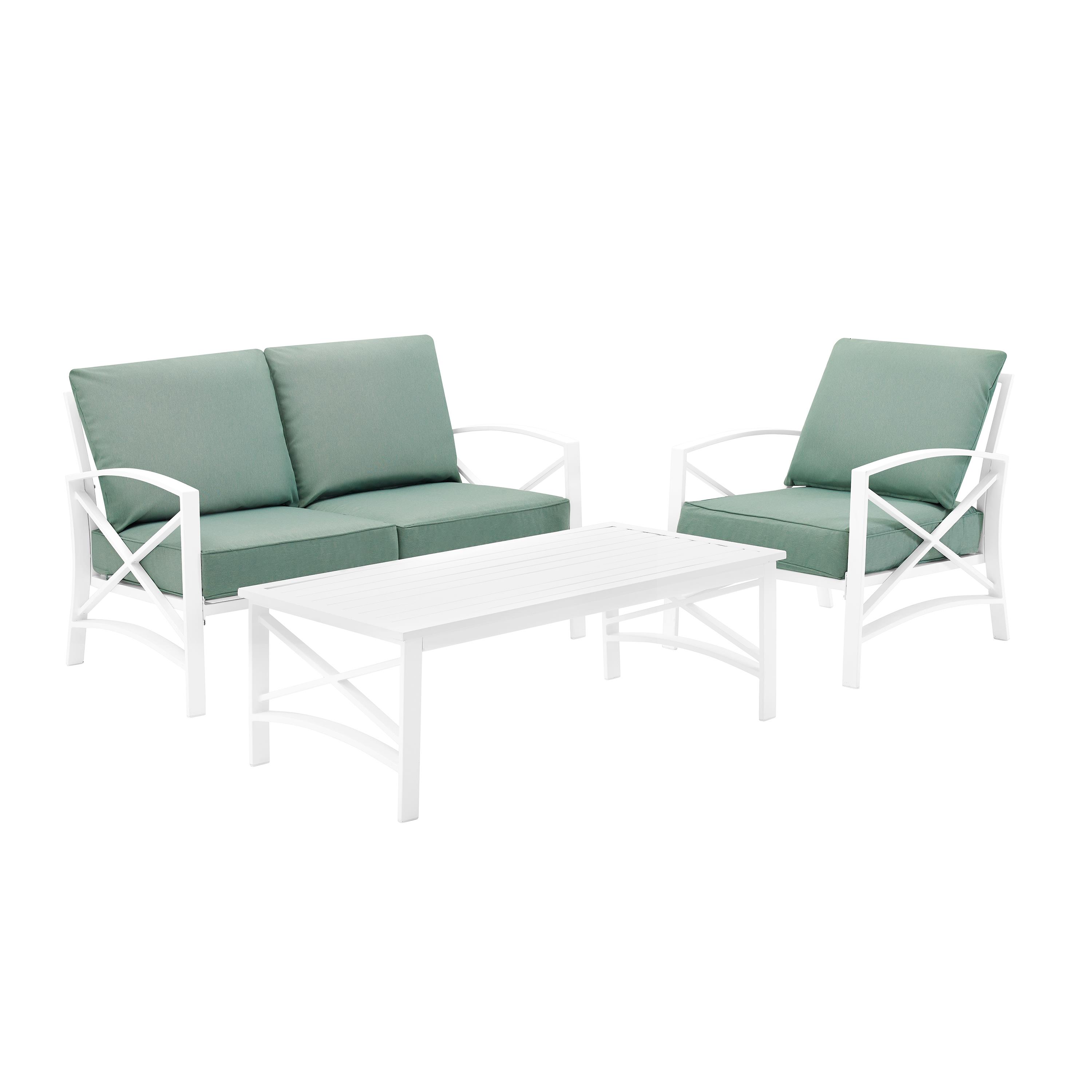 Crosley Kaplan 3 Piece Patio Sofa Set in Mist and White - image 4 of 6