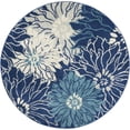 thumbnail image 1 of homeroots home decor 385480 5’ Round Navy and Ivory Floral Area Rug, 1 of 1