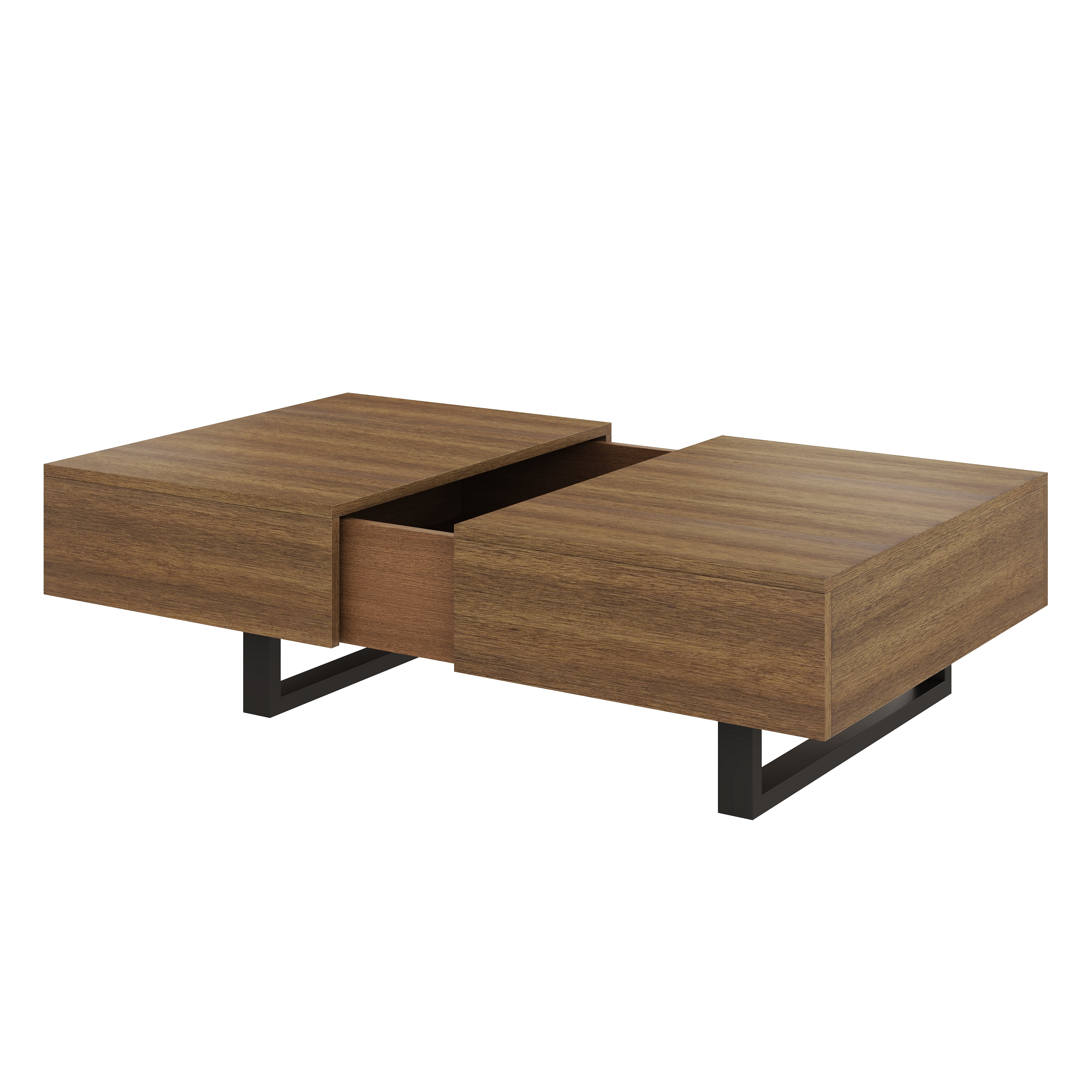 GARITIN Sliding Top Coffee Table with Hidden Storage, Expandable Wood Tabletop, Modern Mid-Century Coffee Table with Storage Compartment for Living Room, Walnut