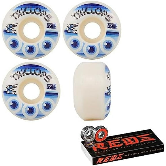 Skateboard Wheels Third Eye 51mm 99A White with Bones Reds Bearings$$Sport & Recreation Other
