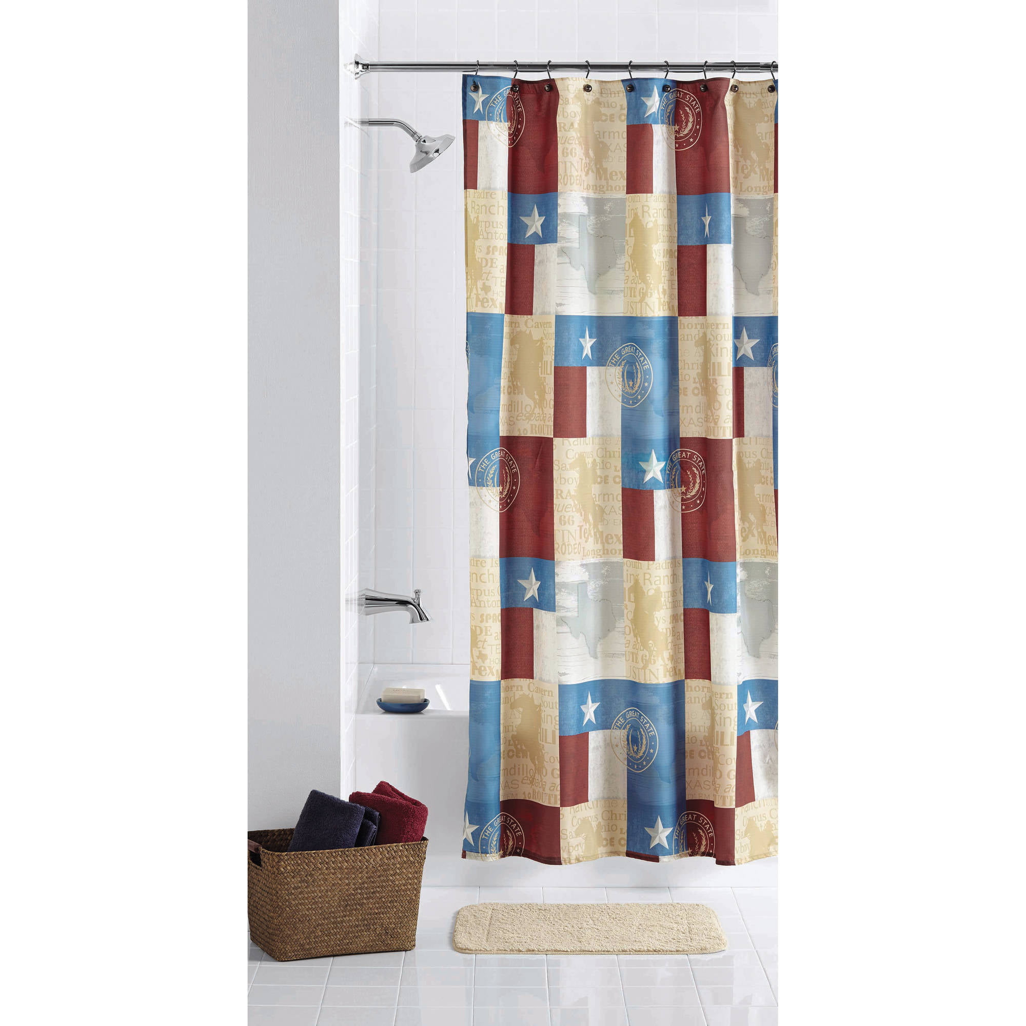 Fabric Shower Curtain, Mainstays Polyester 70 X 72 Solace Printed Shower Curtain