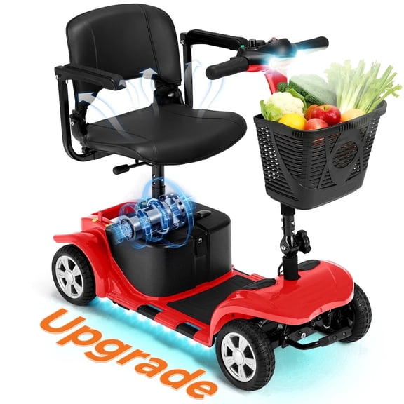 Arshin Improve 4 Wheel Mobility Scooter for Seniors,Foldable Powered Mobile Wheelchair for Adult 300lbs,Red