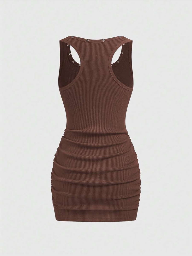 Grunge Punk Women's Retro Baddie Streetwear Starry Sky & Star Rivet Print Bodycon Mini Dress