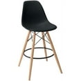 thumbnail image 4 of 2xhome - Black - 28" Seat Height Modern Plastic Style Bar Stool Barstool Counter Stools with backs and armless Natural Legs Wood Eiffel Legs, Set of 1, 1 piece, 4 of 10