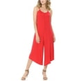 thumbnail image 3 of SSOULM Women's Pleated Spaghetti Strap Wide Leg Palazzo Capri Jumpsuit with Plus Size, 3 of 6