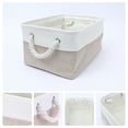 thumbnail image 2 of Unique Bargains Fabric Storage Cube Storage Bin Storage Basket White/Khaki 14*10*7in, 2 of 7
