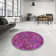 thumbnail image 4 of Ahgly Tapis d'Intérieur Lavable en Machine Carré Transitionnel Moyen Violet Rouge Rose, 6 Pieds Carré, 4 of 7