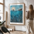 thumbnail image 3 of Sailing into the Deep - Painting Ocean Boat Waves Surrealism Vintage Fantasy Unframed Wall Art Print 36 x 48 inches, 3 of 16