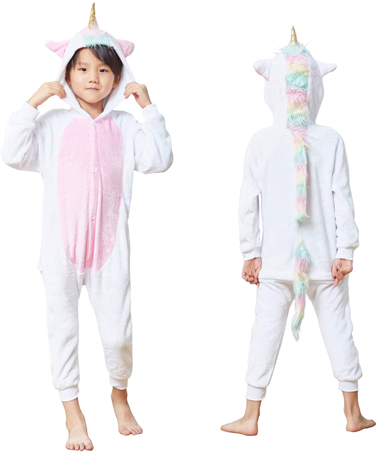 Tutina Unicorno Per Bambini – Pigiama Cosplay Unisex Con Cappuccio – Costume Halloween